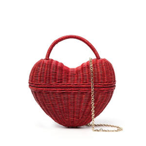 กระเป๋าหวายธรรมชาติทำด้วยมือรูปหัวใจสีแดงกระเป๋าของขวัญสุดหรูรับโลโก้ได้ตามต้องการทำจาก100% - Product Image 2