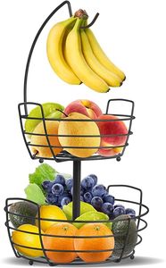 Étagère de rangement pour fruits et légumes, détachable, 2 niveaux, pour comptoir, panier à fruits - Product Image 5