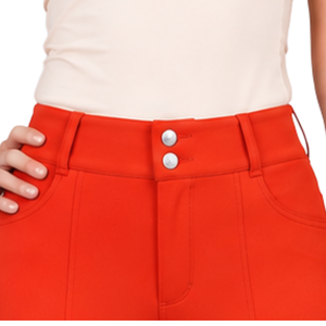 Leggings d'équitation orange pour femmes, taille haute, avec grip en silicone extensible, pour l'entraînement équestre - Product Image 4