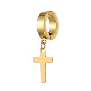 Cruz de acero inoxidable <span class=keywords><strong>sin</strong></span> agujeros para los oídos para hombres <span class=keywords><strong>sin</strong></span> clip de <span class=keywords><strong>oreja</strong></span> perforado Hip Hop Punk Ear Rings - Product Image 5