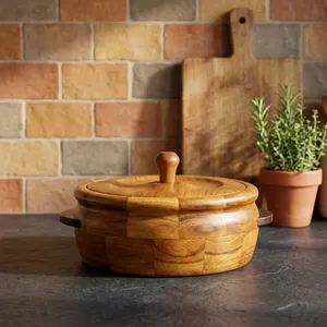 Casserole en bois de qualité supérieure pour Roti, Chapati et Paratha, pot à nourriture de qualité alimentaire, garde les Rotis au chaud et frais, fait main - Product Image 5