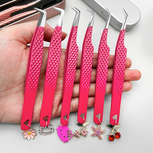 Porte-clés en acier inoxydable noir avec logo imprimé, motif papillon, pince à cils à pointe fine pour volume, outils de maquillage pour cils - Product Image 2