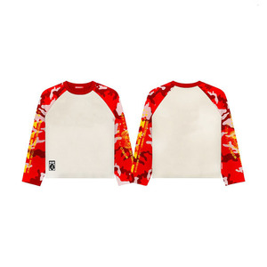 High Quality 320 GSM Soft Cotton Knit Long Sleeve T <b>Shirt</b> Pink Zipper Style <b>Flame</b> Sleeve Design Custom Logo100% cotton T-<b>shirt</b> - Product Image 5