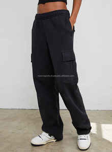 2025 Hot Selling Fleece Heavyweight Straight Sweatpants Cargo Sweat <b>Pants</b> Women Trousers Side Pocket Elastic Waist Trouser - Product Image 5