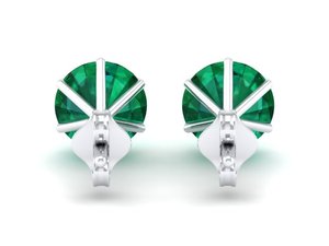 REYES Factory Wholesale Price 14K Solid Gold 2.57 Carat Emerald Gemstone Screw <b>Back</b> Stud <b>Earrings</b> For Women Fine Jewelry - Product Image 4