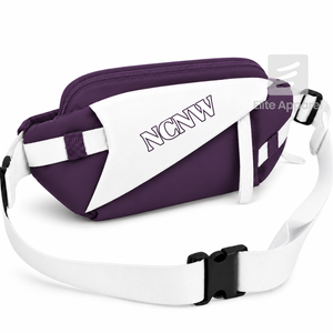 Sac banane personnalisé NCNW avec logo brodé sur le devant, fermeture éclair violette et blanche, usage quotidien décontracté pour femme - Product Image 2