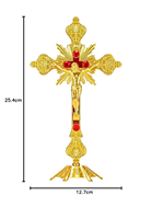 Crucifix mural en or avec base, représentant Jésus-Christ sur la croix, décoration religieuse chrétienne pour église, chapelle, etc.