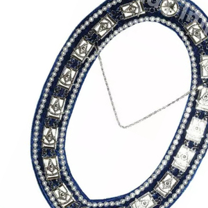 Collar de Cadena de Metal Plateado DELUXE PAST MASTER para Regalia Masónica, con Forro de Terciopelo AZUL, Tela de Alta Calidad, Collar de Cadena Personalizado - Product Image 5