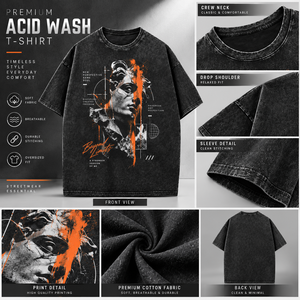 เสื้อยืดวินเทจทรงหลวมไหล่ตกขายดี เสื้อยืดโอเวอร์ไซส์ผู้ชาย ลายฟอกสี เสื้อยืดสตรีทแวร์ลายฟอกสี - Product Image 3