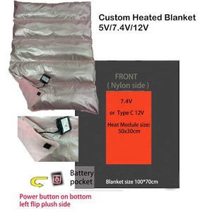 OEM Winter Portable 5v or 7.4v Rechargeable Battery Operated Electric Heated Blanket with 3 Heat Settings for Home Outdoor - Product Image 3