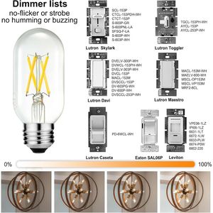 Lampadina LED E26 Dimmerabile 6W Equivalente, Bianco Neutro 4000K, AC120V, 600lm, Tubolare T14 T45, LED 60 Watt Stile Edison - Product Image 3