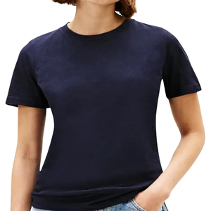 Camiseta informal de algodón para mujer, camiseta básica de manga corta con cuello redondo, suave y cómoda para uso diario, color morado - Product Image 1