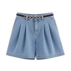 Shorts de Mezclilla Plisados de Cintura Alta para Mujer, Ropa Casual de Verano, Shorts de Mezclilla Plisados de Cintura Alta para Mujer - Product Image 5