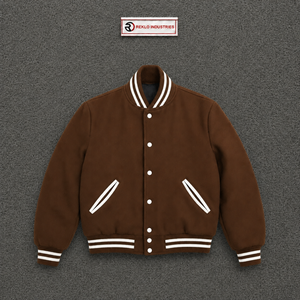 Blouson Bomber Marron Style Universitaire pour Hommes – Veste Décontractée en Laine et Polyester avec Col Rabattu pour Jeunes – Tendance et Confortable - Product Image 5