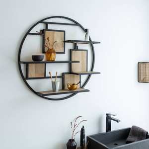 Étagère ronde Vandana Optima Lyra en bois de manguier et métal - Product Image 1