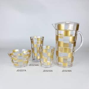 Bol à salade en plastique incassable Jack Worth Vintage Mosaic Golden Check pour la maison et les fêtes - Product Image 4