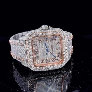Fully Iced Out Moissanite Diamond Tester With Rose Gold Automatics Powers Hip Hop Casual <b>Men's</b> <b>Quartz</b> <b>Watch</b> - Product Image 6