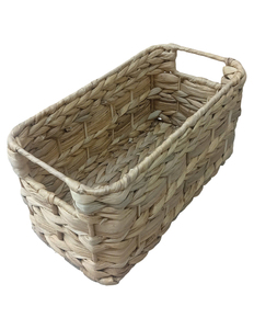 Rustic Eco-Friendly <b>Large</b> Water Hyacinth Rectangle Storage <b>Basket</b> Woven Organizer Bin with Handle for Home Bathroom Office - Product Image 1