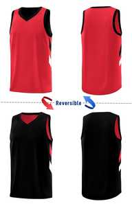 Camiseta de Baloncesto Reversible Negra y Azul Claro con Cuello en V, Secado Rápido, Malla Transpirable, Unisex para Adultos - Product Image 4