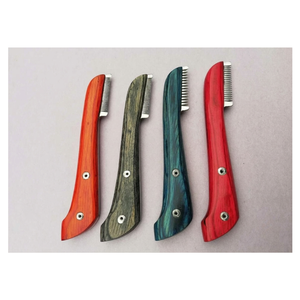 Juego de peines y cuchillos de peluquería para mascotas de alta calidad, reutilizables, con certificación CE Clase II ISO13485, 4 piezas con mango de madera y acero inoxidable alemán - Product Image 2