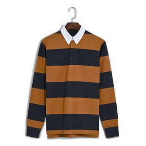 High Quality Full Sleeve Custom Rugby Shirts Breathable Customized Logo Teamwear Striped Men's Rugby Polo Shirts - Product Image 1