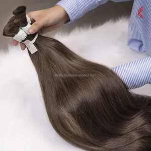 Paquetes de cabello humano de lujo a precio de venta al por mayor hechos de cabello virgen puro 100% directo de fábrica de Vietnam