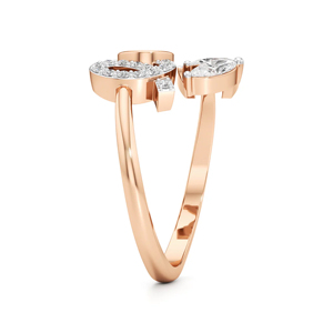 Bague de fiançailles en or rose avec diamant taille marquise, bijoux fins classiques pour femmes - Product Image 2