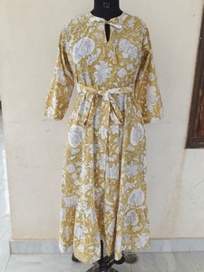Robe Bohème 100% Coton Pur pour Femme, Imprimé Floral, Robe Longue Ample et Évasée, Robe Décontractée Confortable et Infroissable - Product Image 2