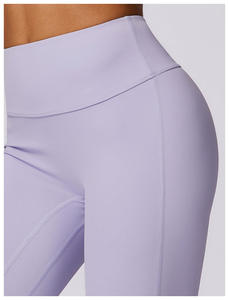 Mid Waist Flared Leg Yoga <b>Leggings</b> Plaid Pattern Full Length Seamless Four-Way Stretch Drawstring Closure Eco-Friendly Women's - Product Image 6