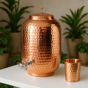 Pure Copper <b>Water</b> Dispenser Handmade Ayurvedic Storage Dispenser Wholesale Copper <b>Water</b> Dispenser with Stand Premium Copper - Product Image 4