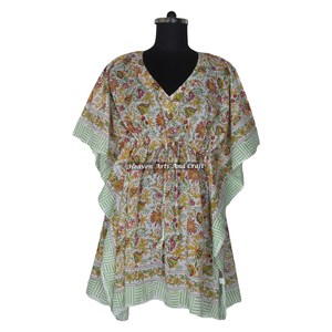 Robe de soirée africaine pour femmes, robes ethniques, robes courtes kaftan pour femmes KFCS137, meilleure fabrication de robes pour femmes avec impression à la main - Product Image 3