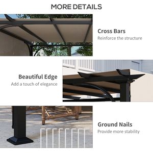 Pergola Moderna 10x10 in Acciaio con Tettoia Retrattile Beige Impermeabile per Patio, Giardino, Villa, Cortile, Parco, Hotel - Palo in Metallo - Product Image 6