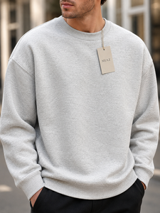 MIAZ Men's <b>Black</b> Crew Neck <b>Sweatshirt</b> Regular Fit Minimalist Casual Pullover Knitted Cotton Winter Wear Anti-shrink Quick Dry - Product Image 6