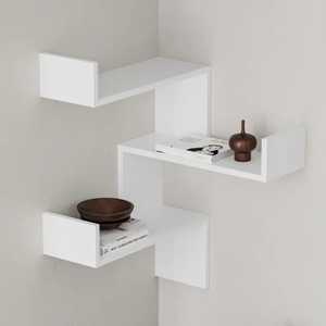 Modern Diamond <b>Floating</b> <b>Shelf</b> 3 Tier Wood Wall Mounted Storage Rack Geometric <b>Black</b> Iron Wire Rhombus Display Bookshelf - Product Image 2
