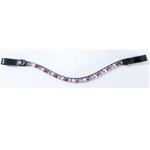 Accesorios de cuero para cabezada de caballo con botón de cambio rápido de cristal Rivoli de 10 mm, brillo y estilo ecuestre para doma clásica. - Product Image 1