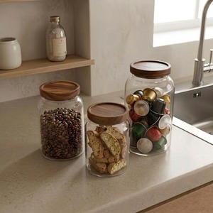 Top Selling Glass <b>Storage</b> <b>Jar</b> with Wooden Lid <b>for</b> <b>Kitchen</b> Food <b>Storage</b> Home Organization and Decoration Available <b>For</b> Sale - Product Image 1