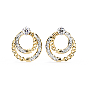 Boucles d'oreilles créoles en diamant de laboratoire, taille brillant rond, certifiées IGI, avec chaîne en argent, bijoux de mariage - Product Image 2