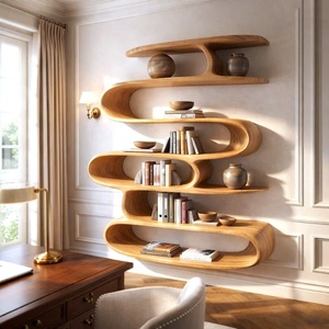 Estantería Moderna de Madera con Curvas Orgánicas y Estantes Fluidos para una Biblioteca Artística en el Hogar o un Elegante Adorno para la Sala de Estar - Product Image 2