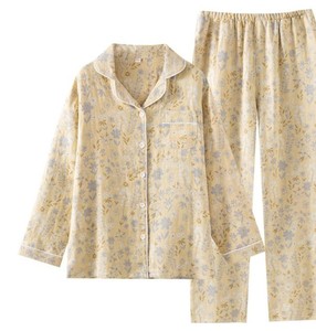 Women's 100% Cotton Floral Printed Long Sleeve Pajama Set Turn-down Collar Full Length Soft <b>Woven</b> Sleepwear Spring Classic Style - Product Image 5