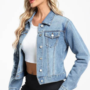 Veste en jean pour femme, tendance 2025, matière premium, logo personnalisé imprimé, prix bas - Product Image 2