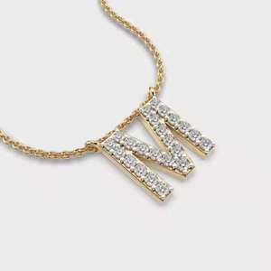 Luxury Rose Gold Rhodium Plated Moissanite Letter M Charm Round Brilliant Cut Channel Setting Unisex Party Pendant - Product Image 2