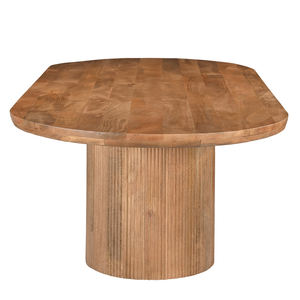 โต๊ะรับประทานอาหารทรงวงรี หน้าไม้มะม่วงแท้  ฐานไม้เนื้อแข็งลายคลื่น  งานแฮนด์เมด  ผิวไม้ธรรมชาติ  สำหรับห้องนั่งเล่นหรือห้องครัว - Product Image 3