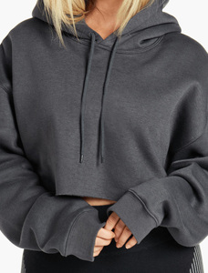 Haut court à capuche en polaire brodé sur mesure de haute qualité pour femme, style hip-hop, en soie pulsée, streetwear, grande taille, hiver - Product Image 1