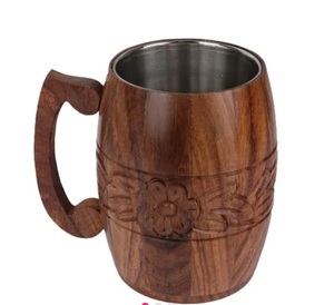 <b>Handmade</b> Solid Wood Classic Natural Wooden Tea Beer Drinking <b>Mug</b> with Hand Grip Gift Box Packaging Dishwasher Safe - Product Image 4