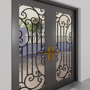 Porte d'entrée décorative en fer forgé sur mesure avec vitrage pour projets résidentiels modernes et luxueux - Product Image 3