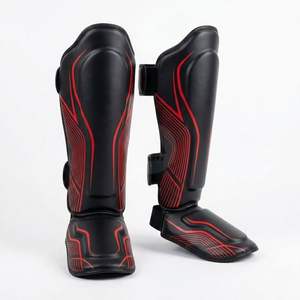 Elite Matte Black Leather Boxing <b>Shin</b> <b>Guards</b> Professional MMA <b>Muay</b> <b>Thai</b> Training Gear Triple Layer Padded High Impact Protection - Product Image 3