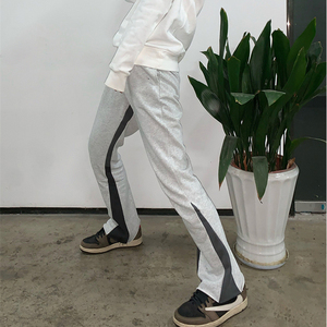 Flare Pants Men Casual Elastic Waist Painted Design Hot Selling Casual Men Flared Jogger Pants Patchwork Cotton Custom <b>Stacked</b> - Product Image 4