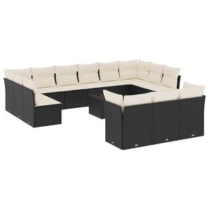 Ensemble de canapés de jardin en polyrotin noir réglable avec grandes pieds, mobilier d'extérieur confortable - Product Image 2