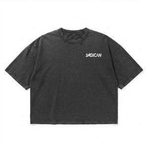 เสื้อยืดโอเวอร์ไซส์ทรงบ็อกซี่ผ้าฟลีซหนานุ่มพรีเมียม 100% คอตตอน สกรีนโลโก้ตามสั่ง แขนสั้นทรงดรอปโชว์เดอร์ ลุคดิสเทรส - Product Image 1
