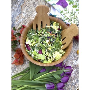 Bamboo Salad Servers Set Eco-Friendly Dishwasher <b>Safe</b> Wooden Salad <b>Tools</b> Beautifully Crafted By HRCRAFTVERSE - Product Image 5